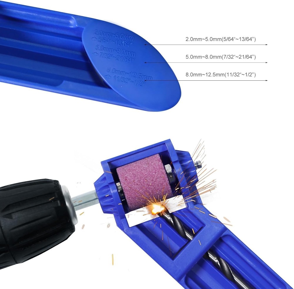 Complete Drill Bit Sharpener Kit with Adjustment Wrench and Retaining Clips