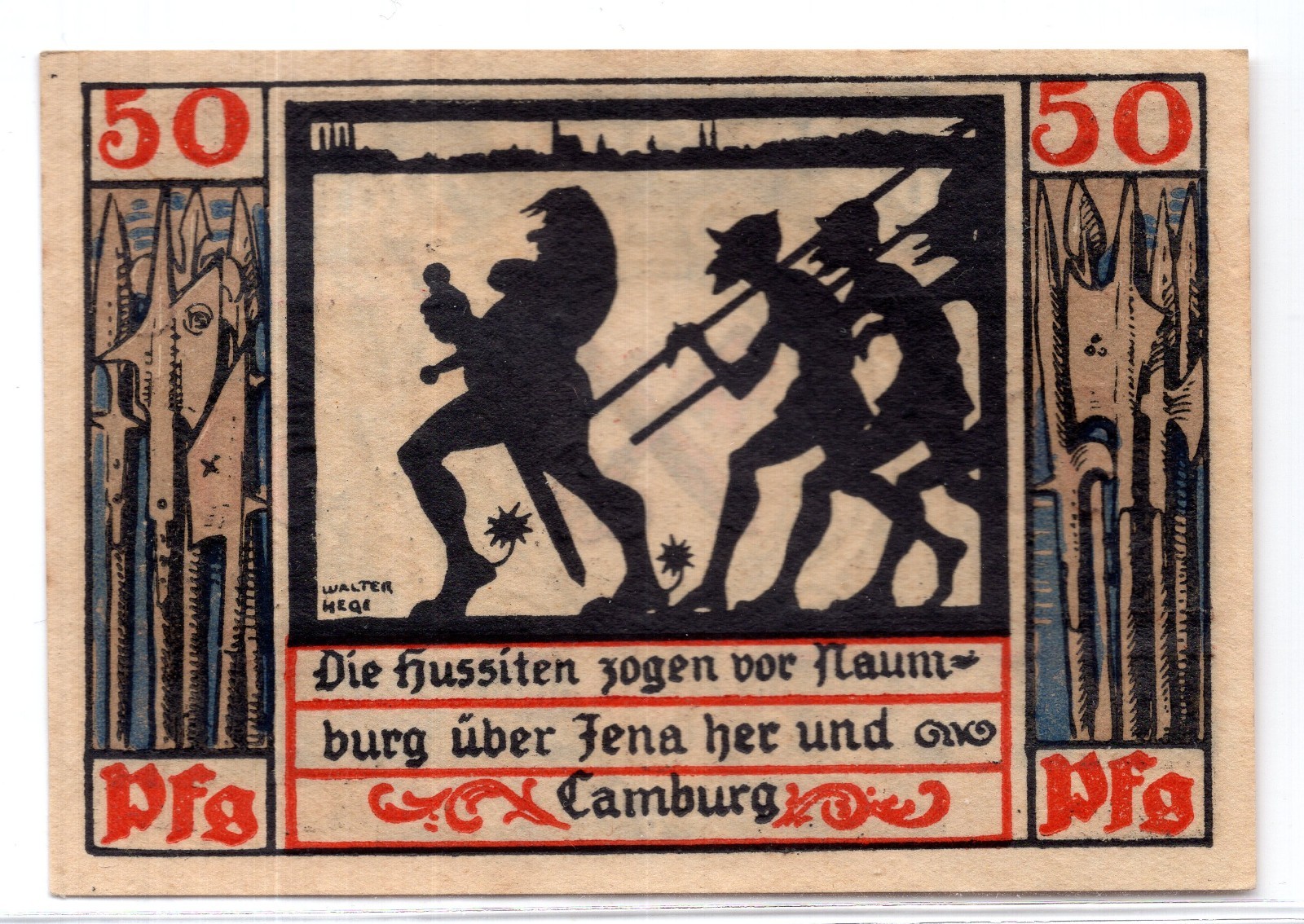 1920 Germany Naumburg Notgeld 50 Pfennig Note (3966)