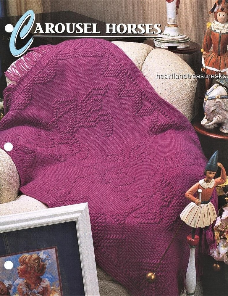 Carousel Horses  Annie's Attic Crochet Afghan Pattern Leaflet