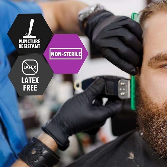 MED PRIDE Black Nitrile Exam Gloves 4 Mil Latex-Free Powder-Free Disposable 1000