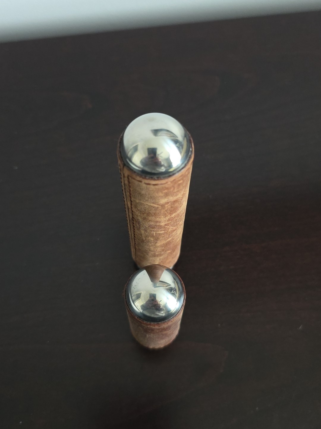 Rare Tommy Bahama Brown Leather Cigar Tube Case Stainless Steel Interior