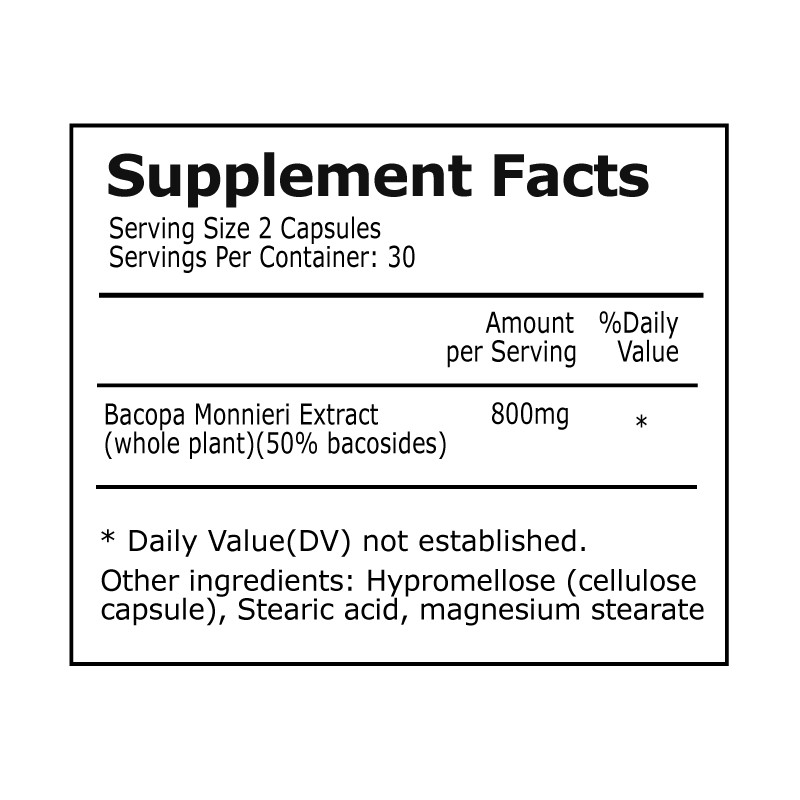 Bacopa Extract, Supports Memory and Cognitive Performance, Mental Focus