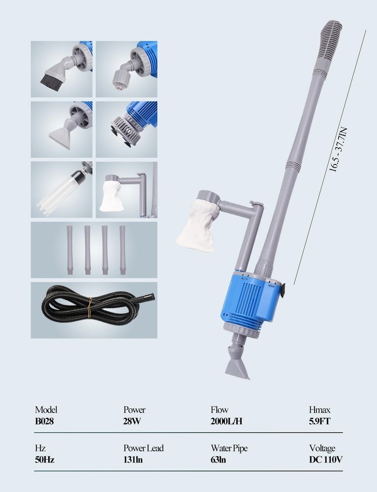 - Electric Automatic Removable Vacuum Water Changer Sand Algae Cleaner Filter...