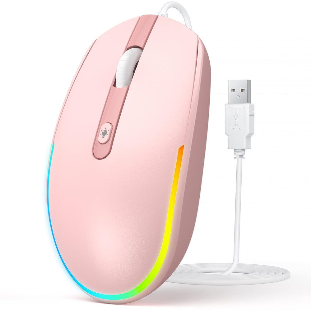 Wired Mouse - USB Computer Mouse Wired with RGB Backlit Optical LED Mouse wit...