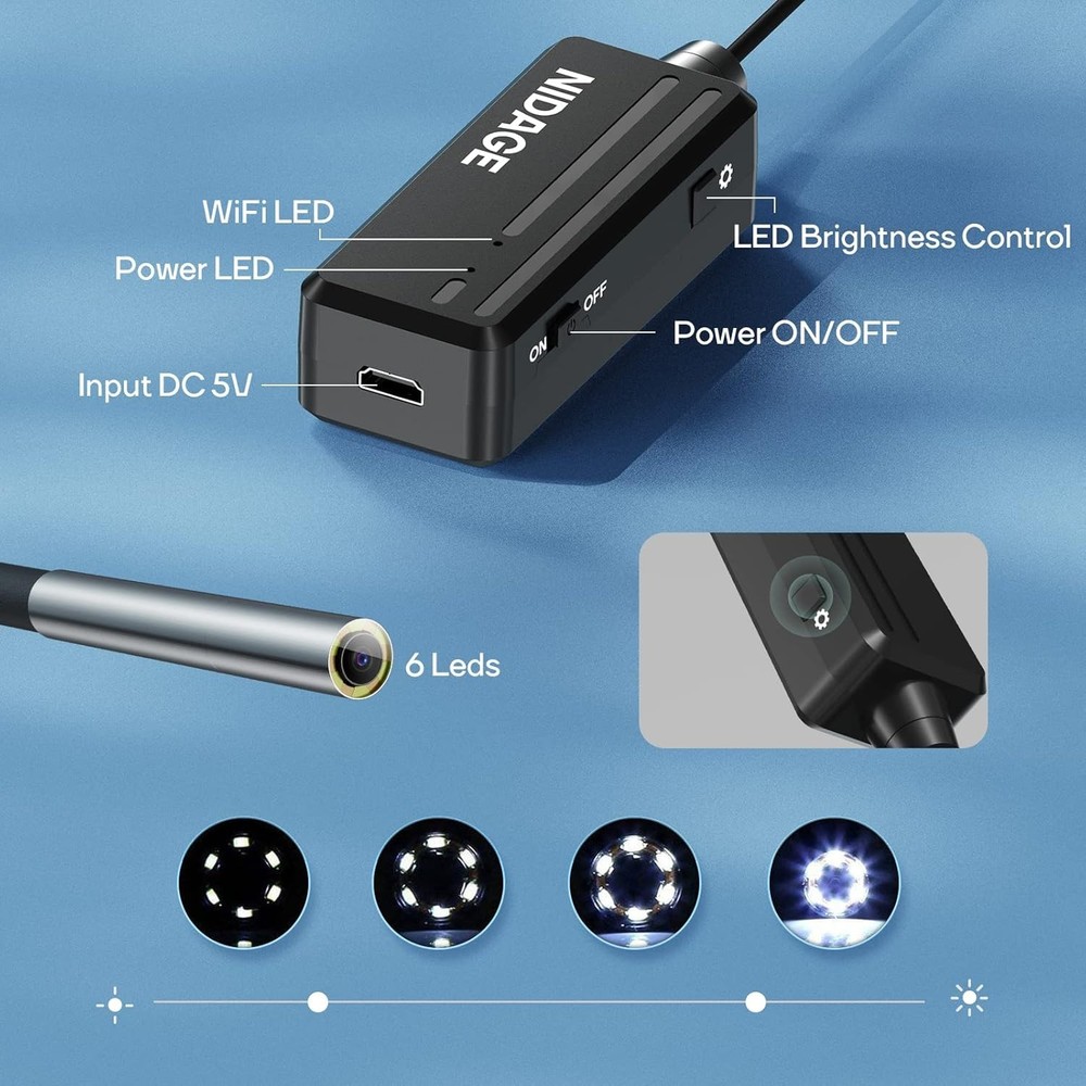 Versatile Inspection Camera for Tight Spaces, Compatible with Mobile Devices