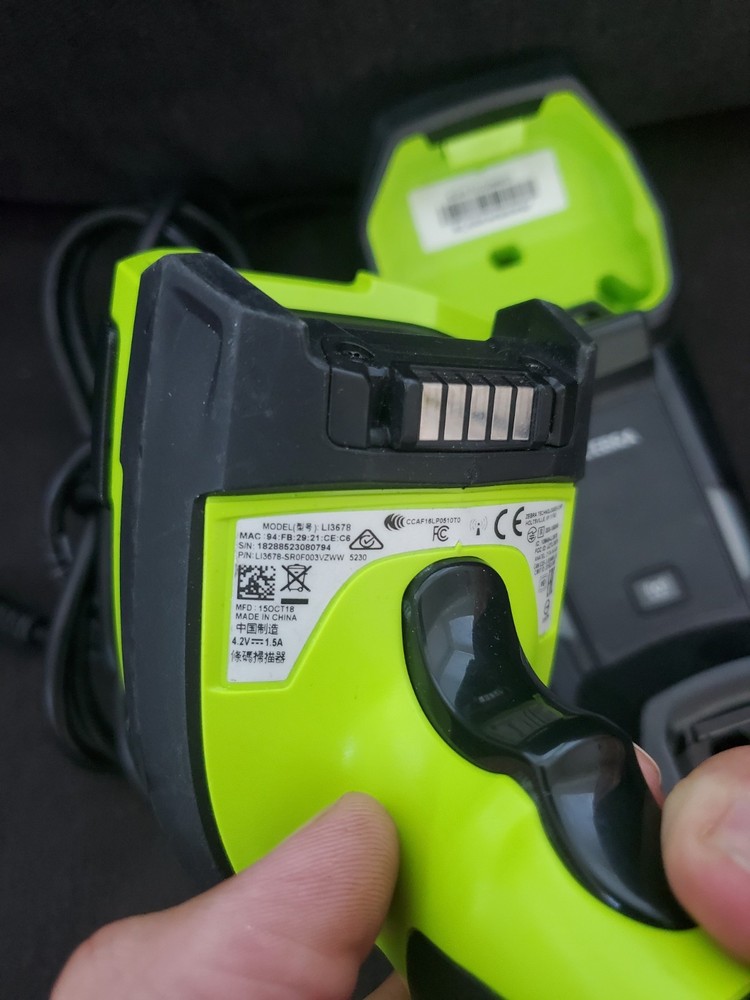Zebra Li3678 Cordless Barcode Scanner with STB3678 Charging Base