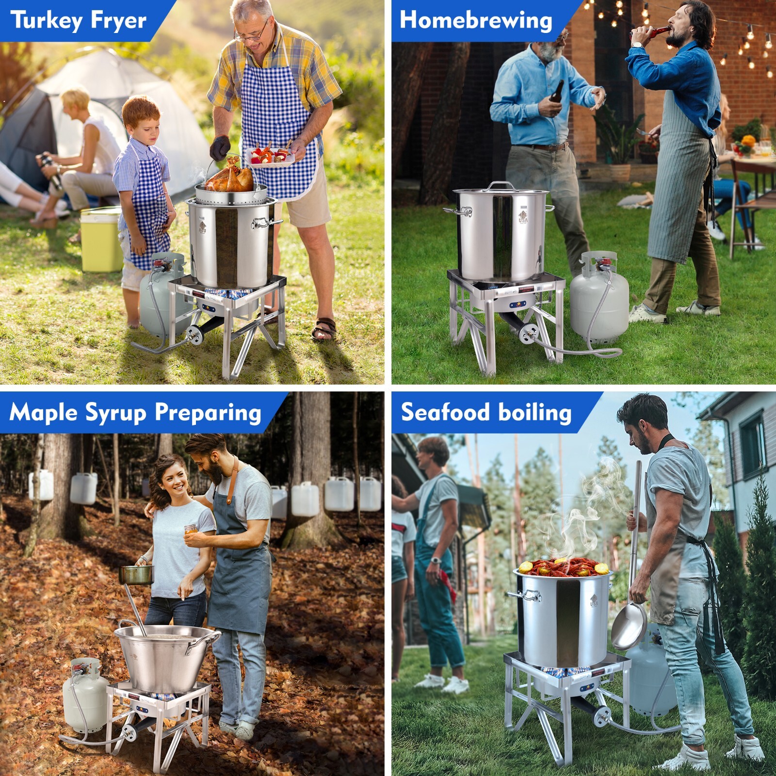 200,000 BTU Single Stainless Steel Propane Burner for Outdoor Cooking Gas Stove