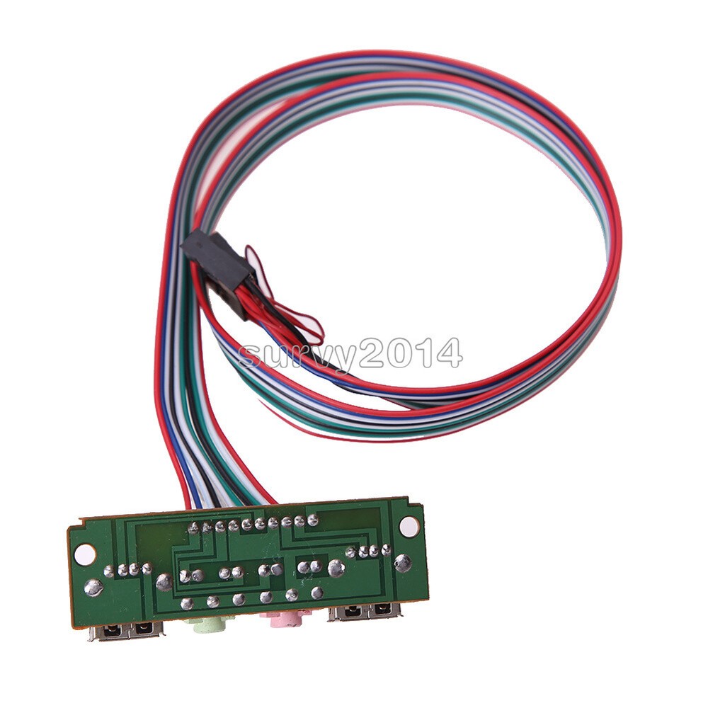 2 USB PC Computer Case Front Panel USB Audio Port Mic Earphone Cable 6.8cm