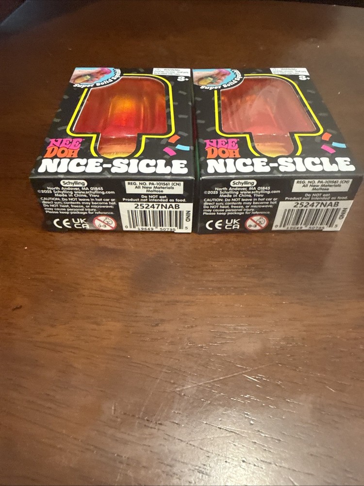 Authentic NeeDoh Nice-Sicle Orange Pink Super Solid Squishy Toy Popsicle