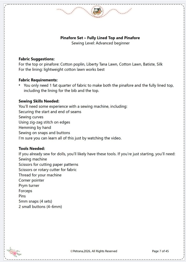 PDF Pattern&Tutorial - Top & Pinafore For Meadow Dumpling & Effner L'il Dreamer