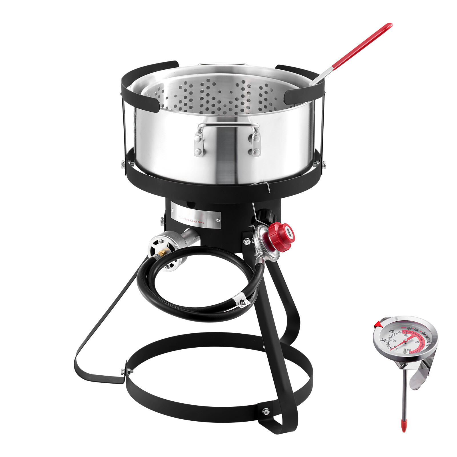 Outdoor Propane Deep Fryer w/ 10Qt Fryer Pot Strainer Basket Aluminum Pot
