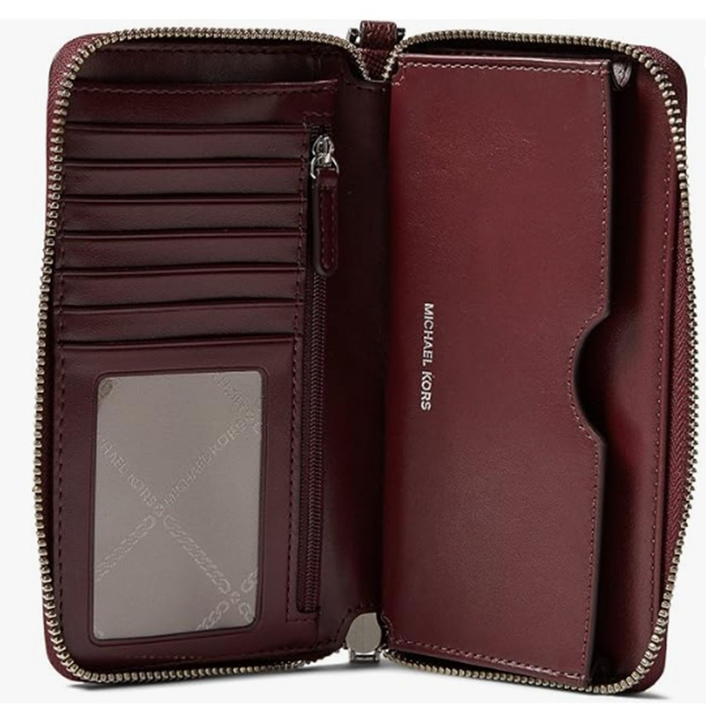 Michael Kors Jet Set Large Flat Multi Function Phone Case Merlot Purse Wallet