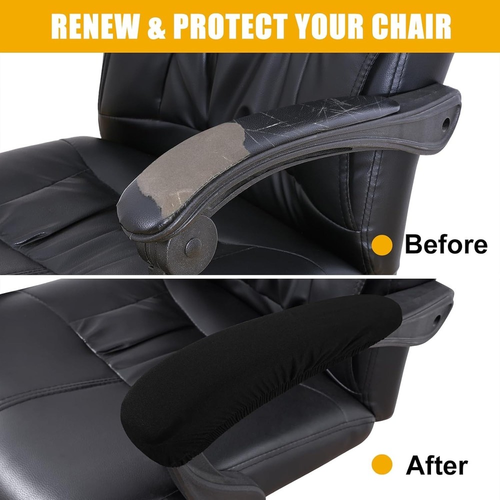 Smiry Stretch Printed Office Chair Armrest Covers, Black