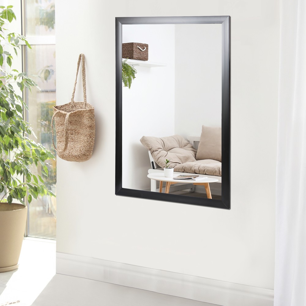 36" Rectangular Wall Mirror Makeup Mirror Bathroom Sturdy Frame Clear Image