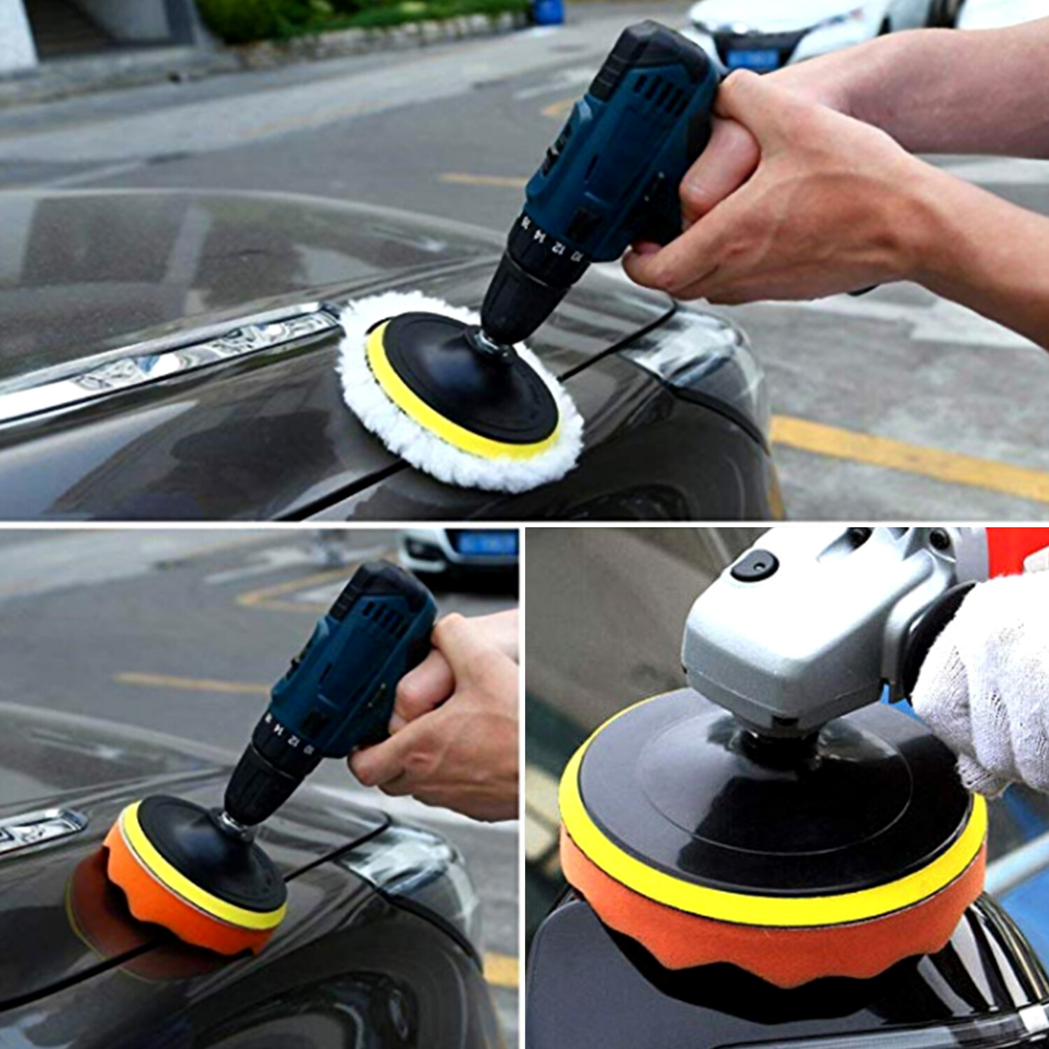 7 PCS 7 Inch Polishing Waxing Pad Sponge Buff Buffing Kit Set For Car Polisher