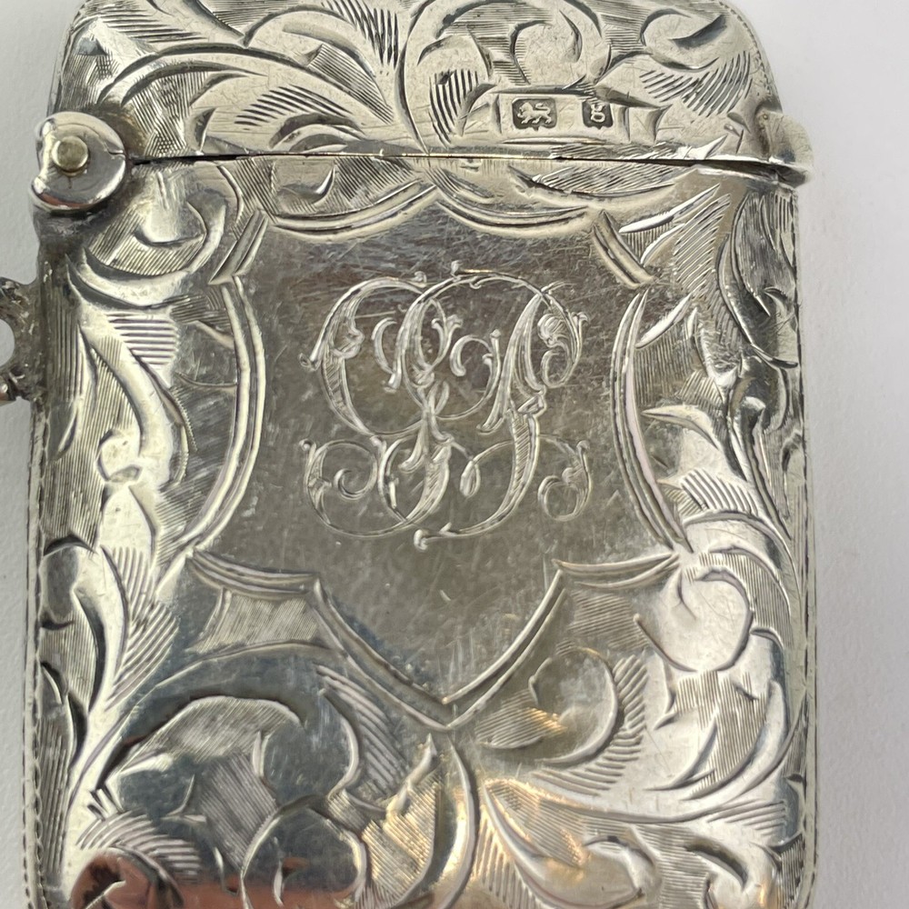 Antique Solid Silver Vesta Case 1906 45mm X 35mm
