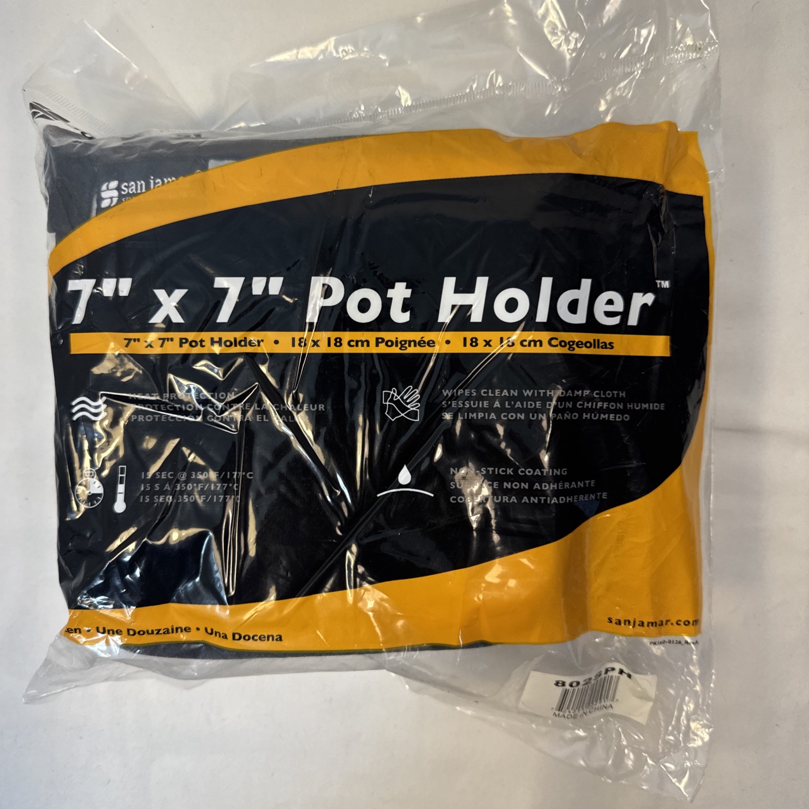 San Jamar 802SPH 7"x7" Pot Holder 1 Dzn Non-Stick Coating Heat Protection