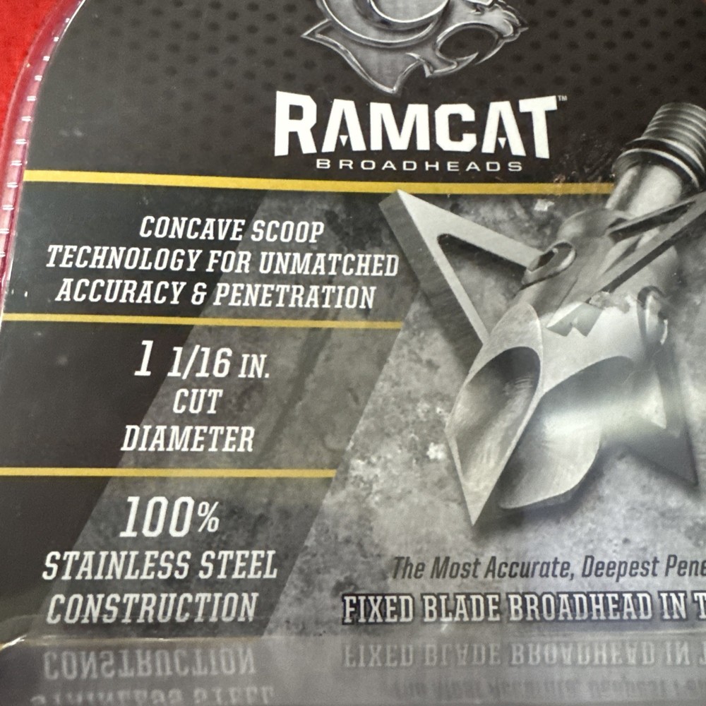 Ramcat Diamondback Fixed Blade Broadheads -100 Grain 1 1/16