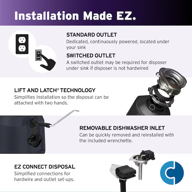 InSinkErator Evolution 45SS 3/4HP Continuous Feed Garbage Disposal, Septic Safe