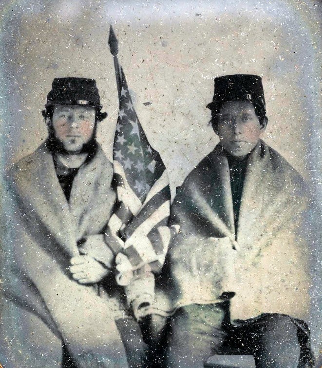 Red Wool Blanket with Blue Stripes