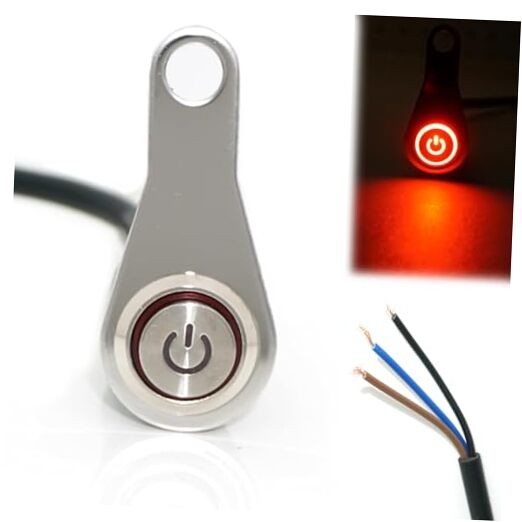 Motorcycle Universal Handlebar Light Power Control Switch Push Button Red