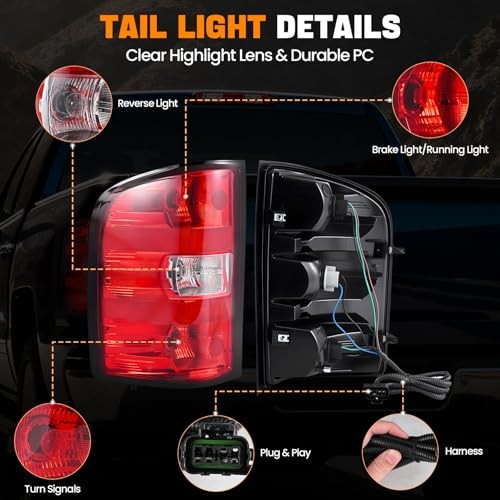 Tail Light Assembly Compatible with 2007-2013 Chevy Silverado Left Driver Side