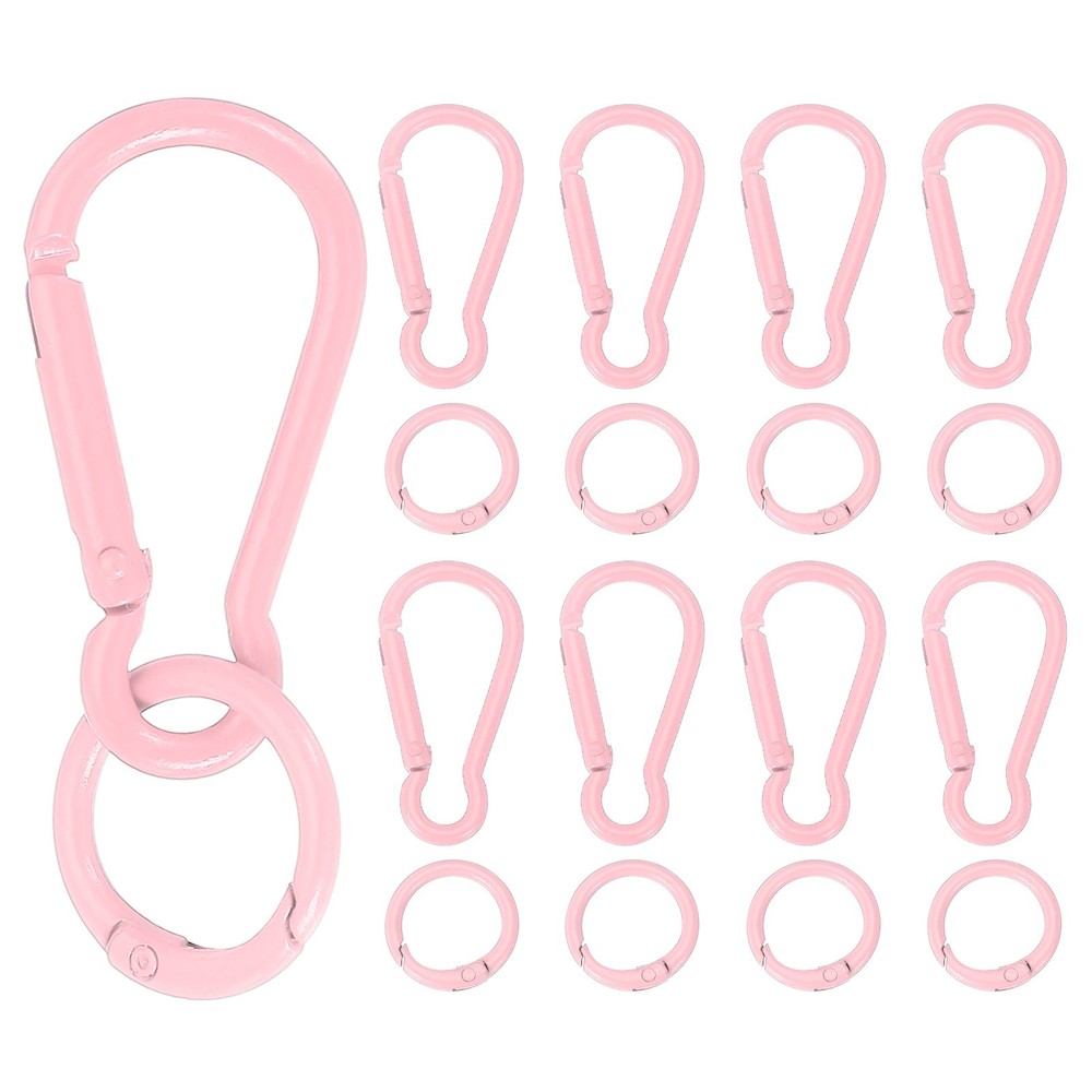 10Pcs Spring Snap Clip Candy Color Spring Snap Keychain Hook Pink