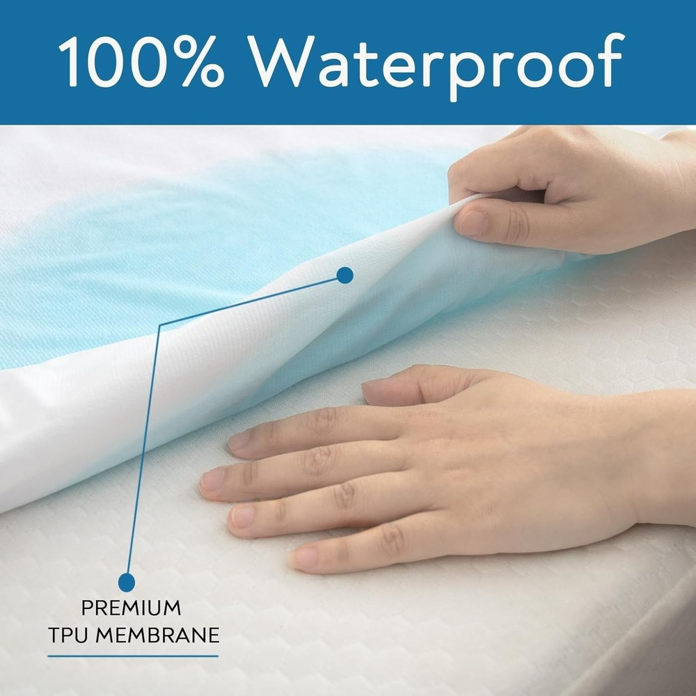 Waterproof Twin Mattress Protector 2 Pack Premium Soft Terry Bed Sheets 14" Deep