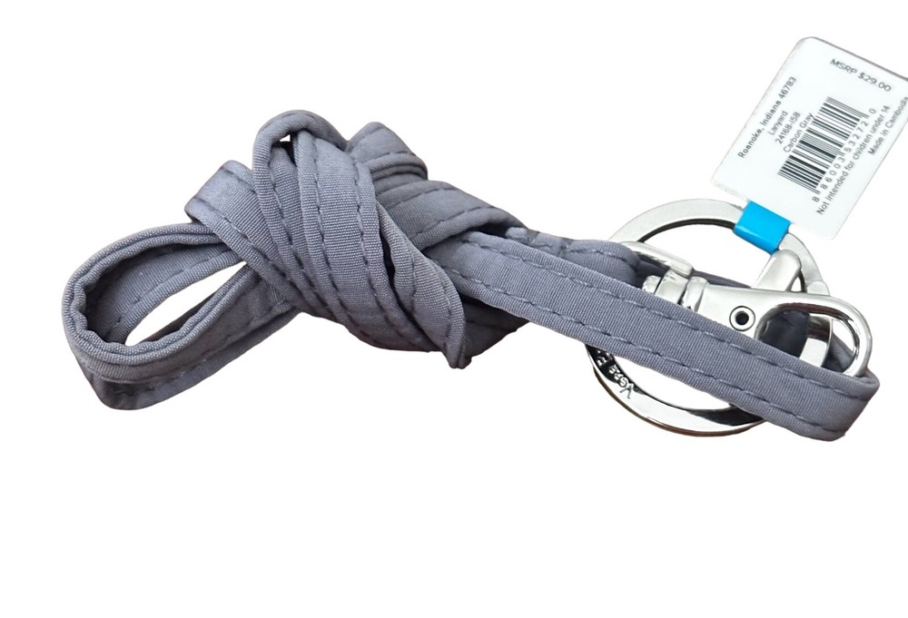 Vera Bradley  Carbon Gray Lanyard - solid color- gray