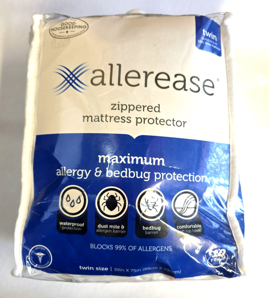AllerEase Waterproof Allergy Protection Zippered Mattress Protector Twin