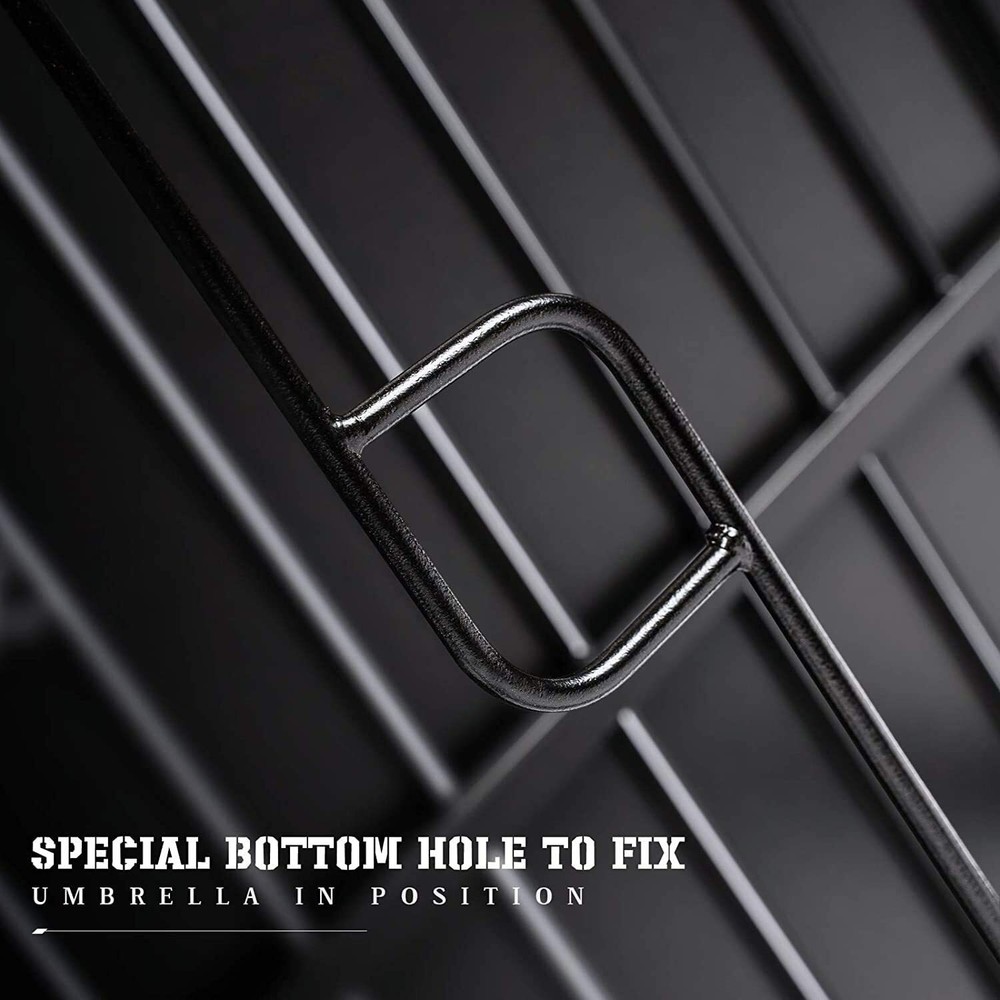 60" Outdoor Dining Table Metal Rectangular Patio Dining Table with Umbrella Hole