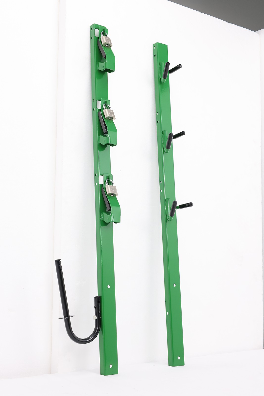 GREEN 3 Place Weedeater Trimmer Racks For OPEN Landscape Truck&Trailer w/ Lock