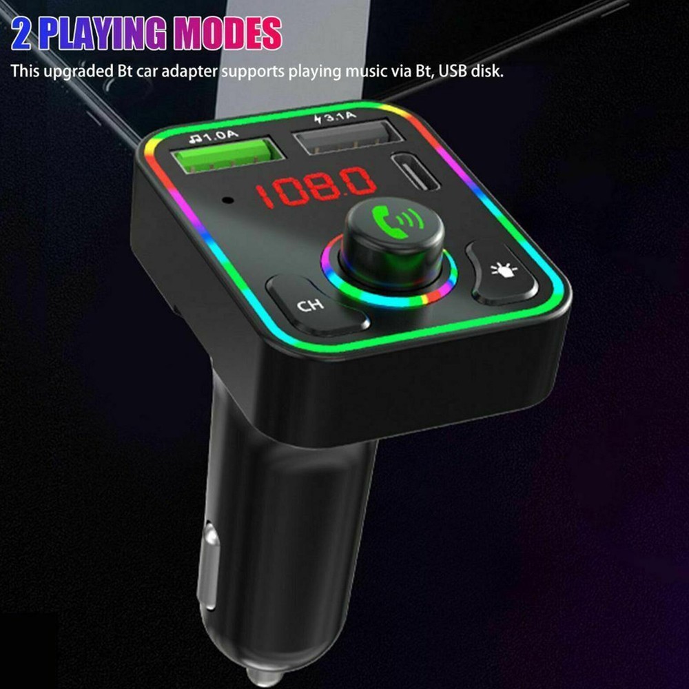 Fast Car Charger USB Cigarette Lighter Socket 2-Port Adapter Bluetooth FM MP3