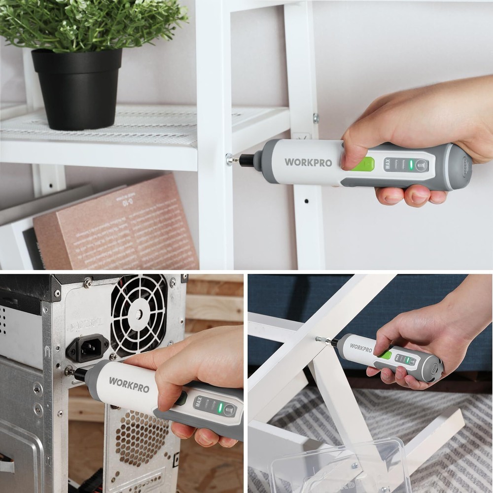 WORKPRO 4V Rechargeable Electric Screwdriver Cordless Screwdriver Set with 35Bit