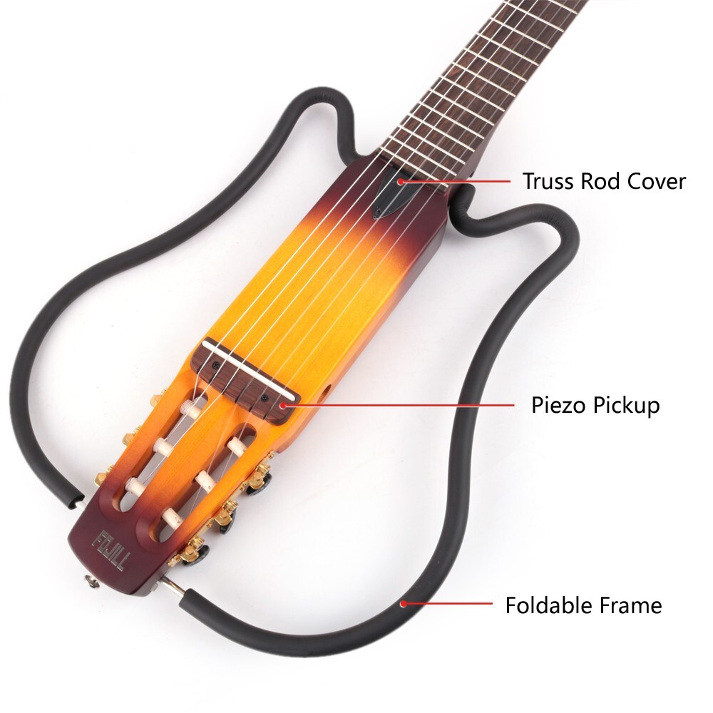 electric classical guitar silent nylon string headless built in effect portable