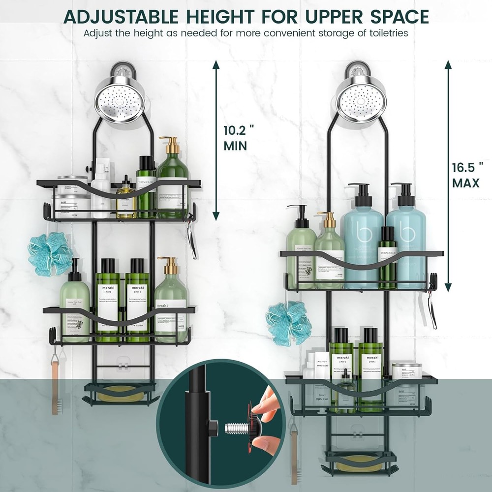 Shower Caddy Hanging Adjustable Shower Caddy Rustproof Shower Organizer Extended