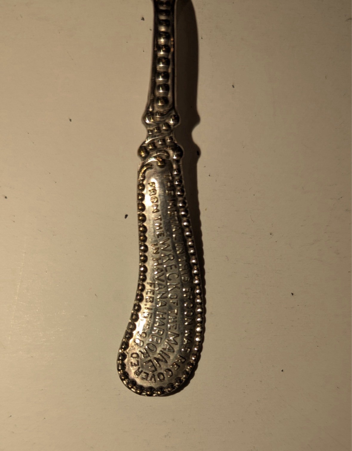 Vintage Battle Ship Maine Spoon Made From Recovered Metal From 1898 Sunken Ship