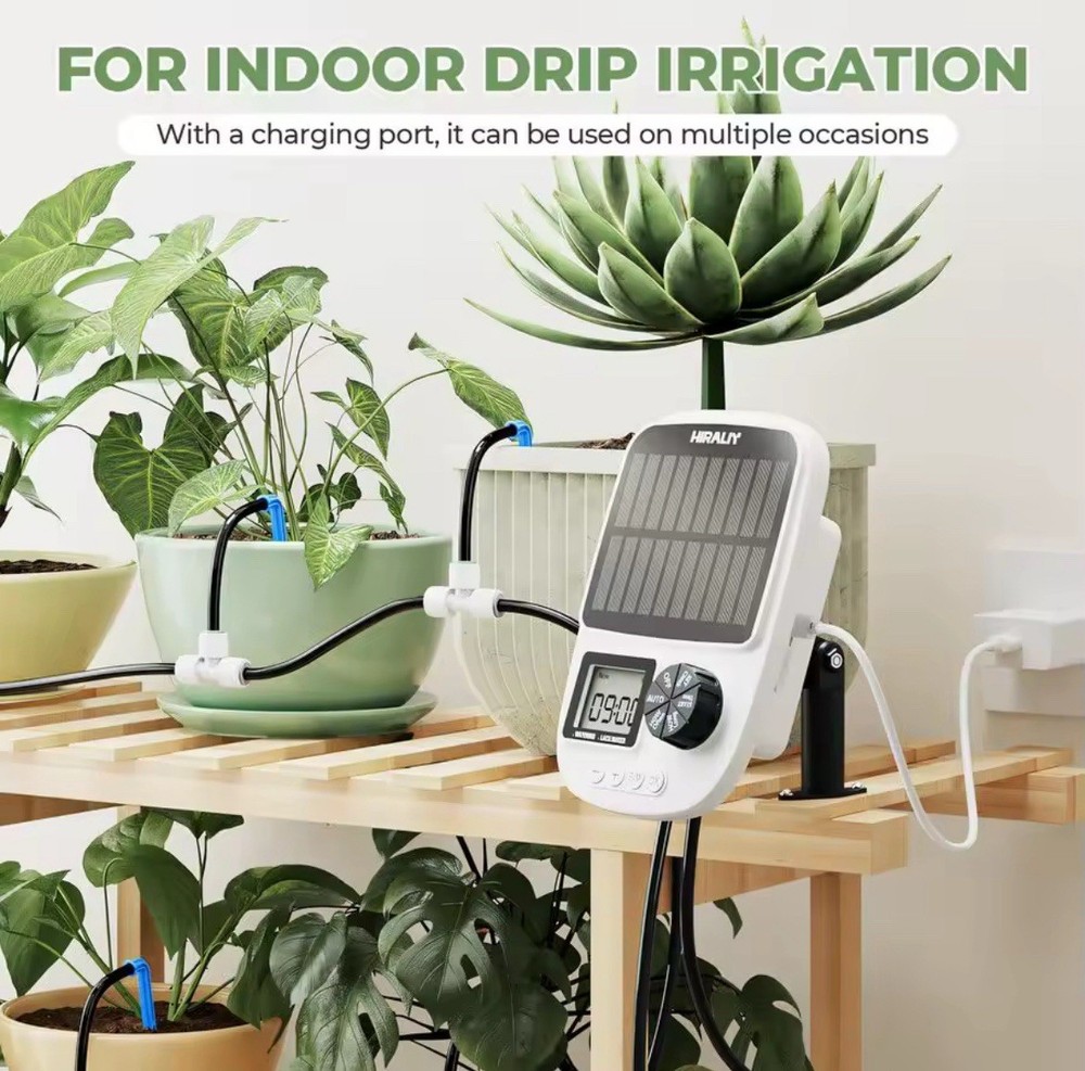 HIRALY Solar Indoor Drip Irrigation Kit – Automatic System for 10 Pots