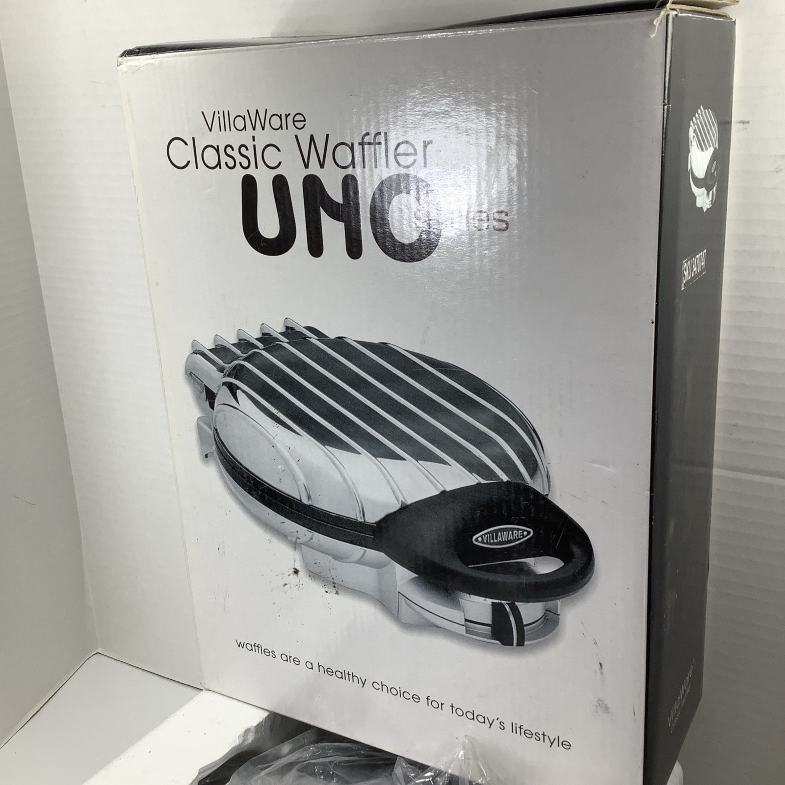 VillaWare Model 2004 Uno Classic Round Chrome Thin Waffler Maker NEW! In Box