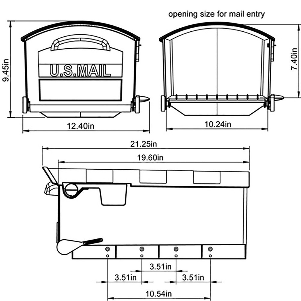 NIB Architectural Mailboxes Patriot Plastic, Large, Post-Mount Mailbox in Black