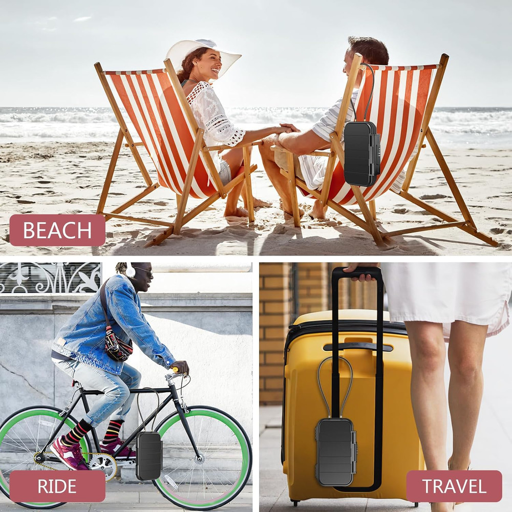 LOFICOPER Portable Safe Lock Box, 4 Digit Security Case, Beach Safe Box with Rem