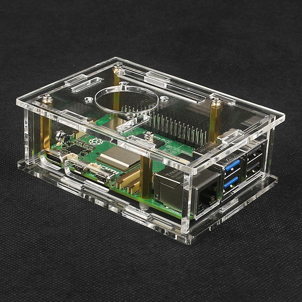 Acrylic Clear Protective Case Box Shell With Heat Cooling Fan for Raspberry Pi 5