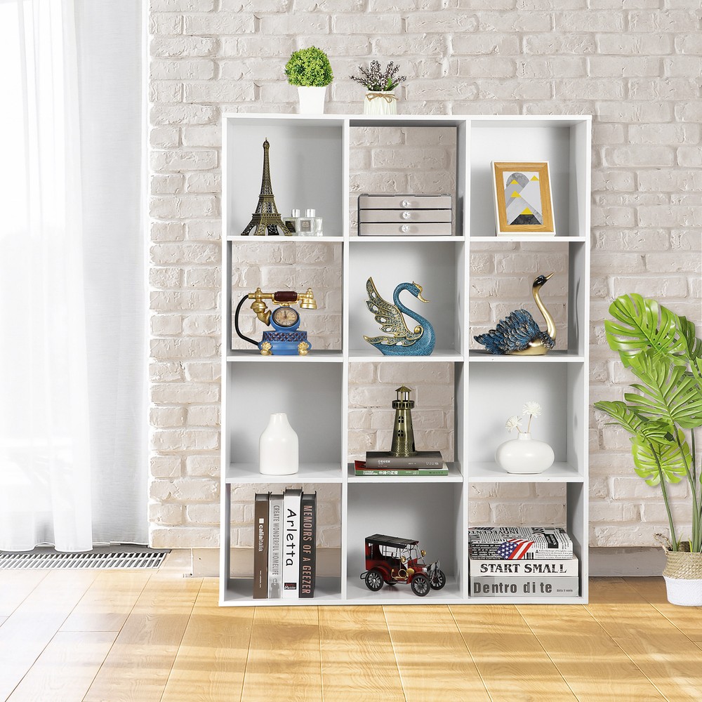 12 Cubes Organizer Bookshelf Personalized Storage Display Cabinet, White