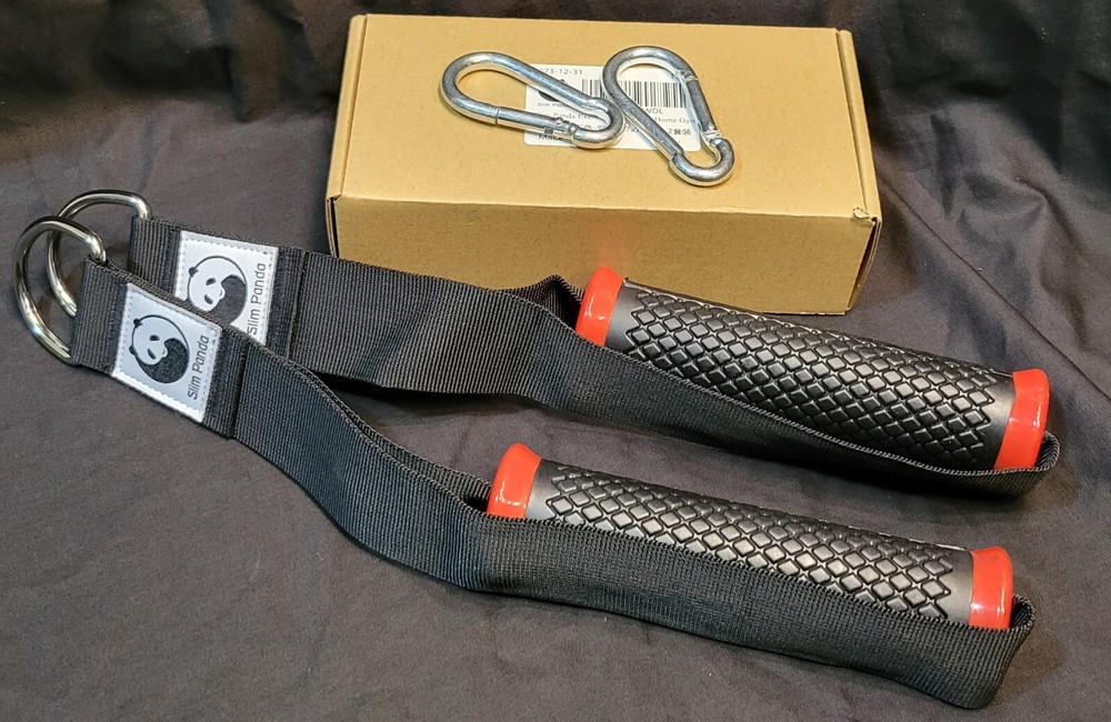 SLIM PANDA Exercise Cable Machine Handle Attachments With Hooks Red/Black