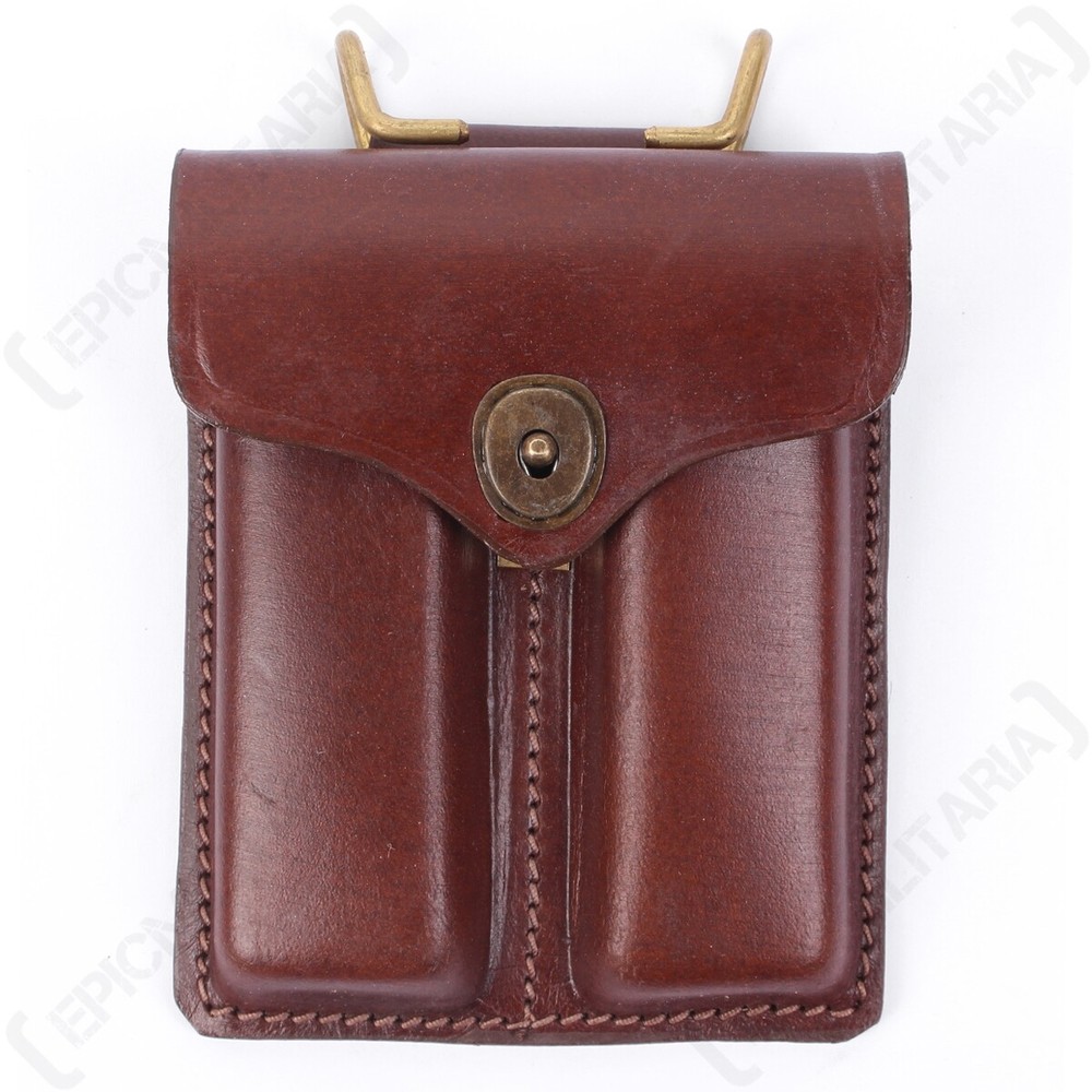 Reproduction Brown Leather US .45 Cal Ammo Pouch with Clip