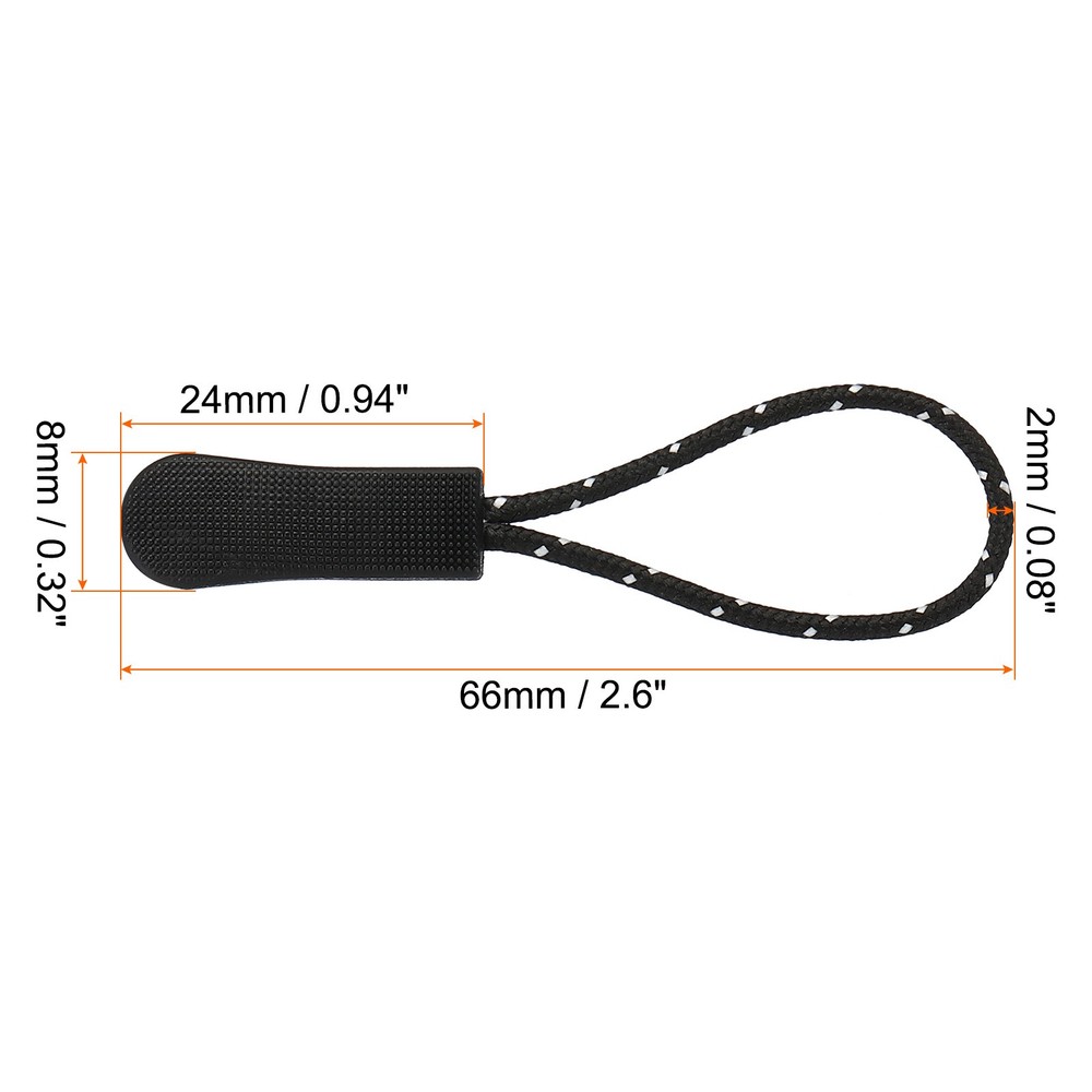 Zipper Pulls Replacement 30pc Extension Cord Handle Fix Tag Extender Black White