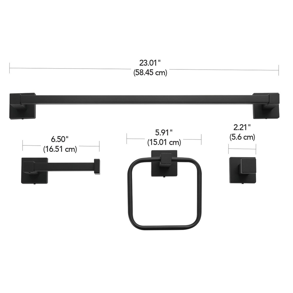 Globe Electric 4-Piece Bathroom Hardware, Matte Black