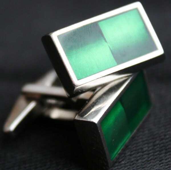 Green Lenticular Rectangle Cufflinks 