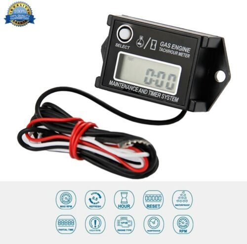 Tachometer Tiny Tach/Hour Meter for 2 Stroke & 4 Stroke Small Engine motorcycle