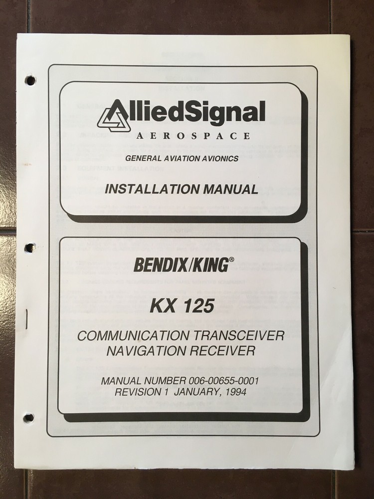 Bendix/King KX-125 Install and Operation Manual